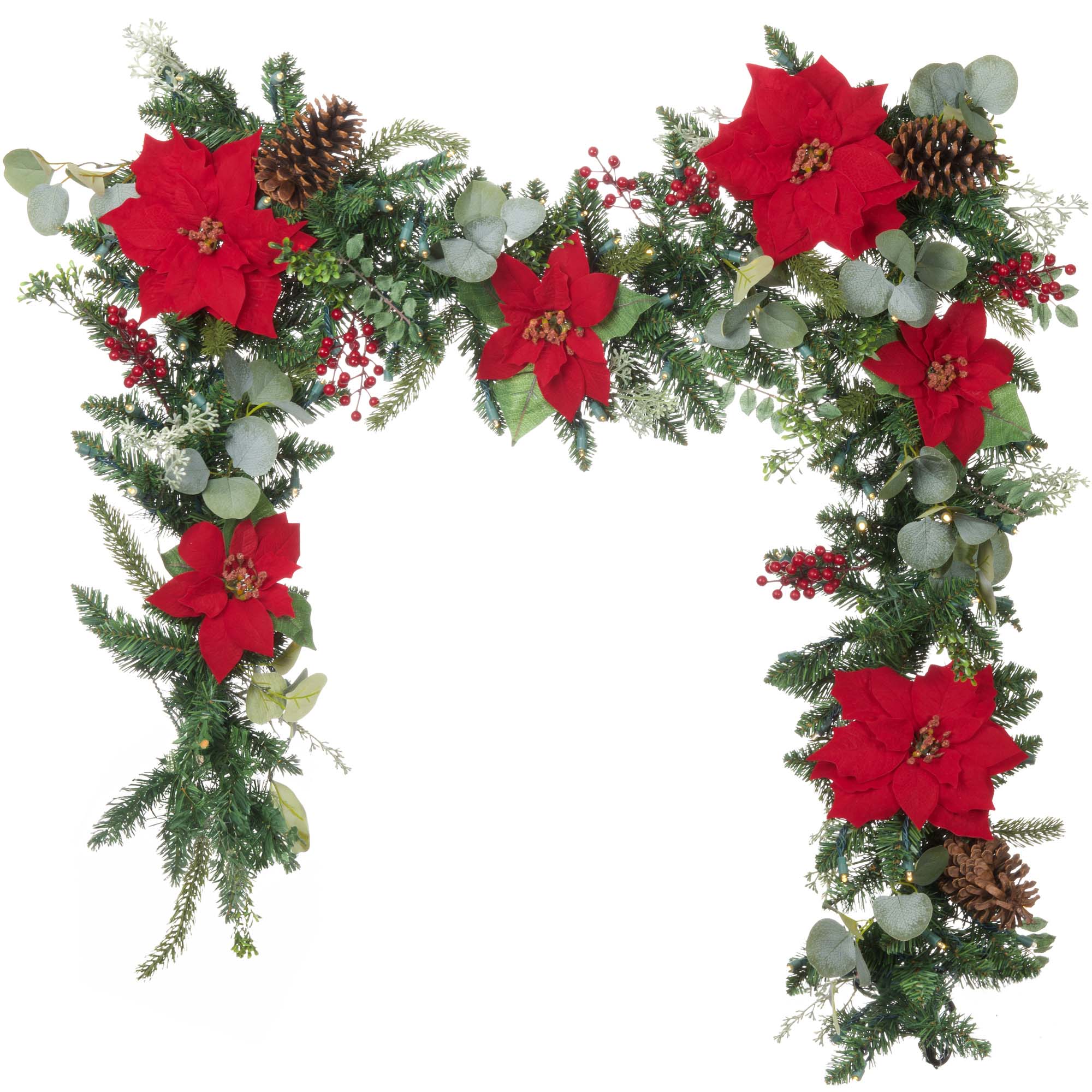 Christmas Poinsettia Christmas Garland - Christmas World