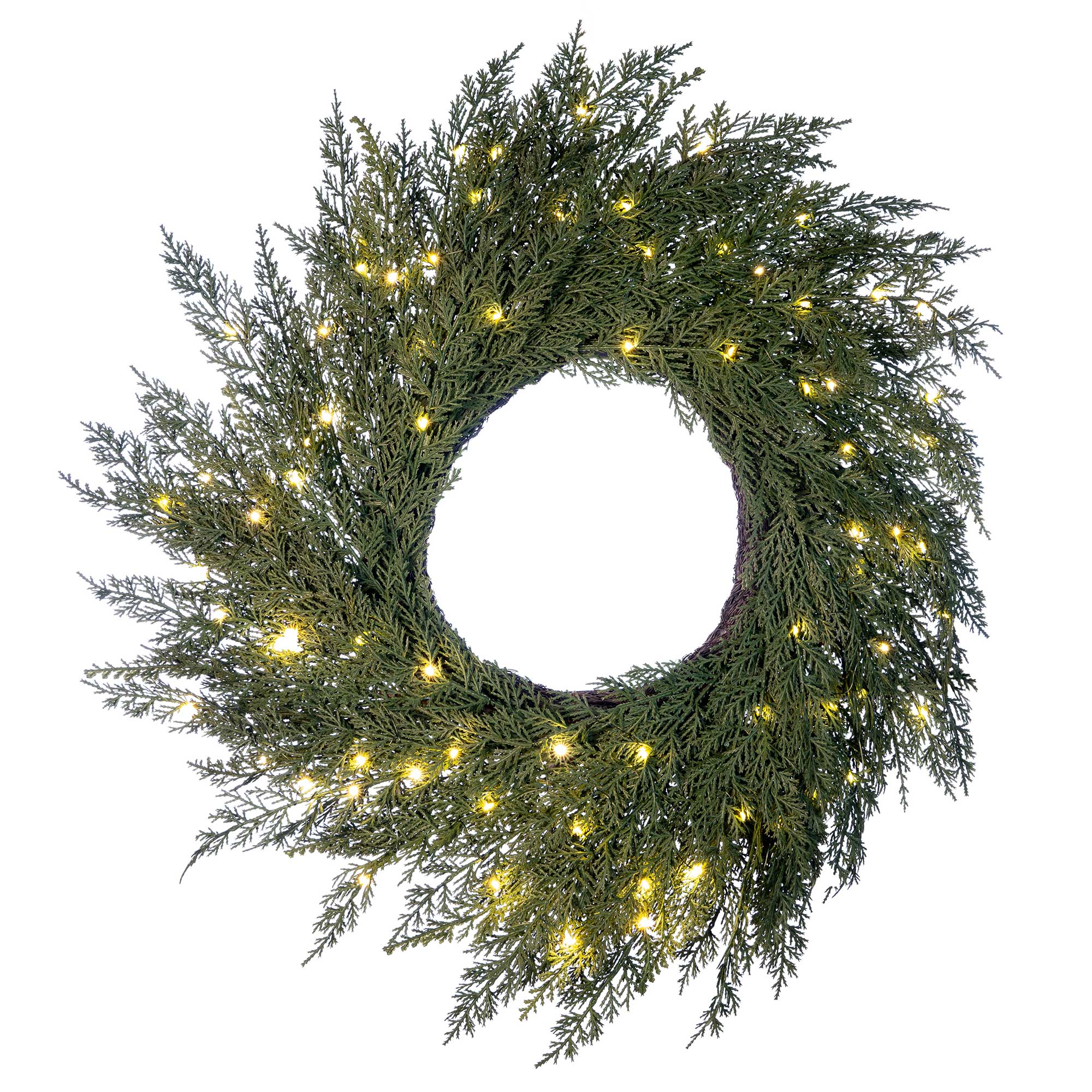 Cypress Pre - Lit LED Wreath - Christmas World