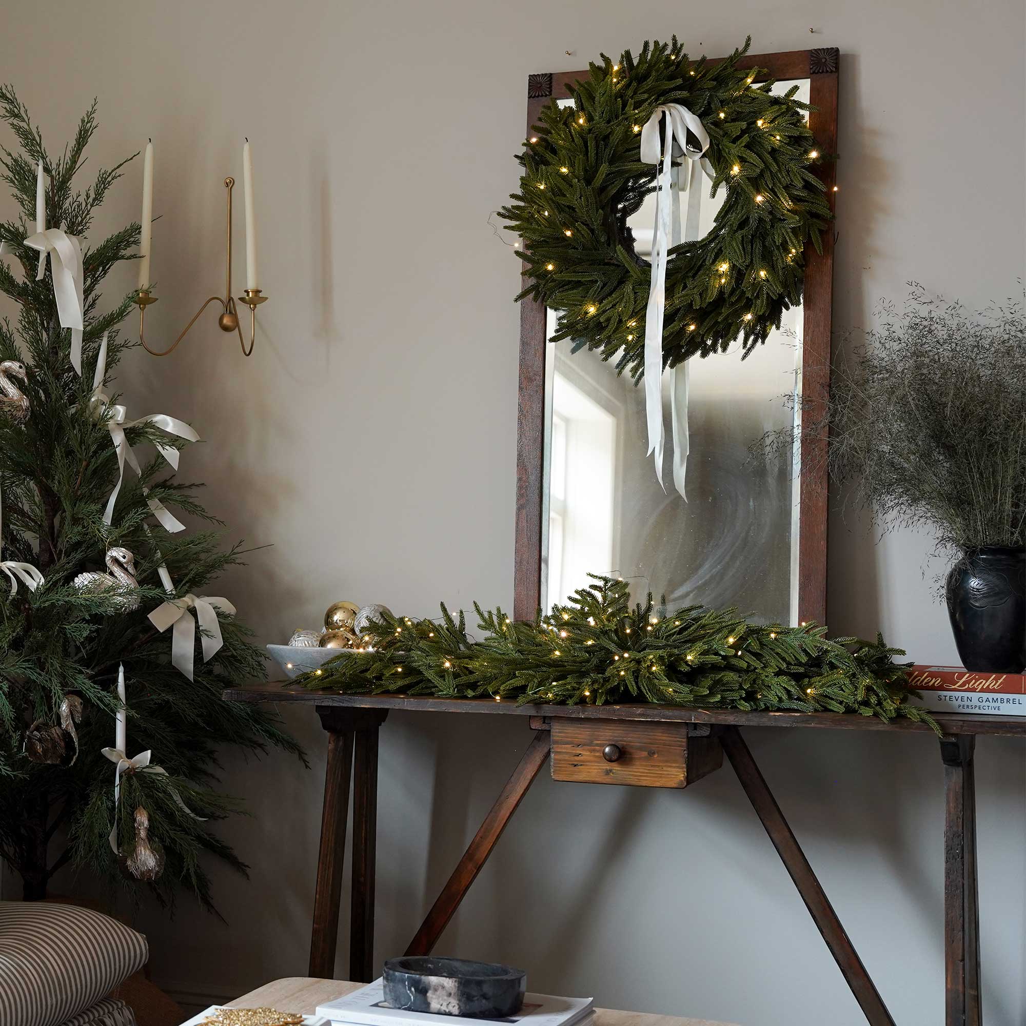 Norfolk Pre - Lit Table Top Swag - Christmas World