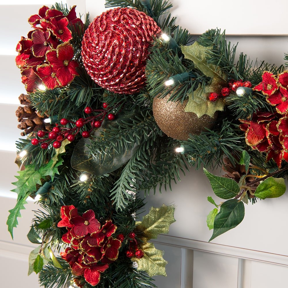 Scarlet Hydrangea Garland - Christmas World