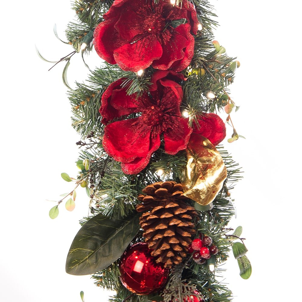 Red Magnolia Garland: A Stunning Red Garland for Christmas - Christmas World