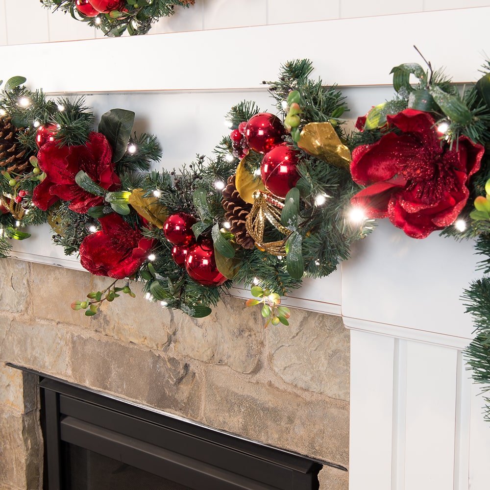 Red Magnolia Garland: A Stunning Red Garland for Christmas - Christmas World