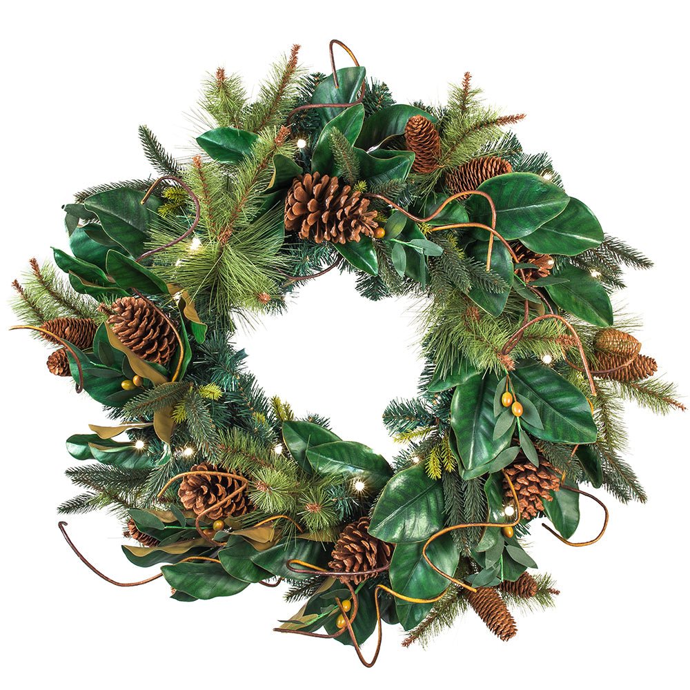 Magnolia Wreath with Pinecones - Christmas World