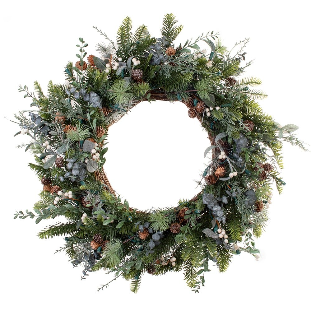 Rustic White Berry LED Wreath - Christmas World