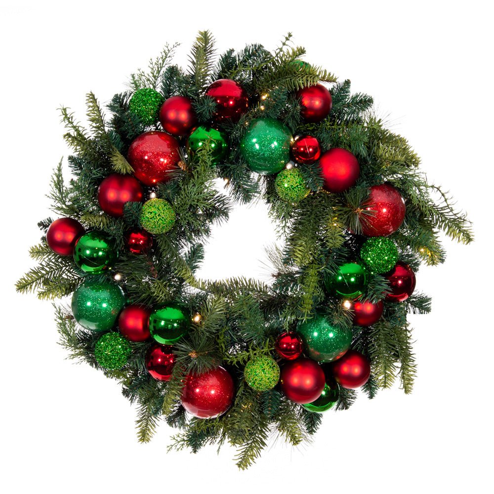 Christmas Cheer Red & Green Wreath - Christmas World