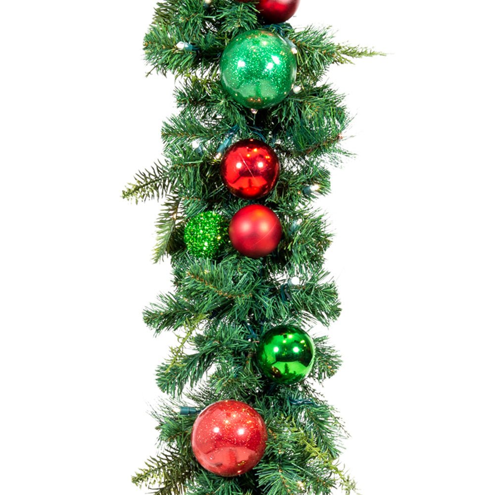 Christmas Cheer Red & Green Garland - 9 Foot - Christmas World