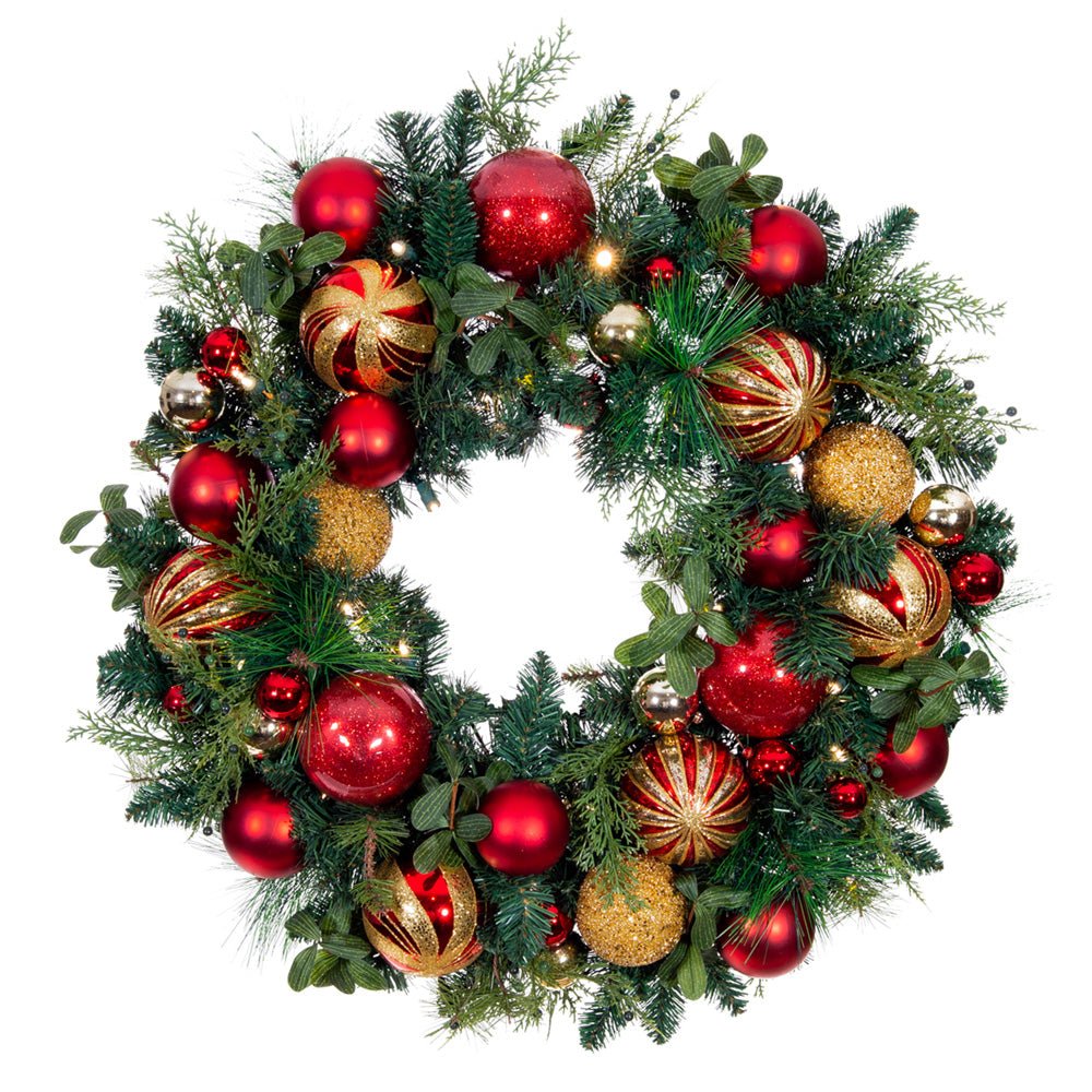 Classic Gold & Red Christmas Wreath - Christmas World