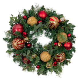 Christmas Classic Red & Gold Wreath - 24 Inch (unlit) | Christmas World