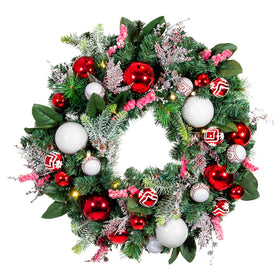 Nordic Red and White Christmas Wreath (30-Inch) | Christmas World