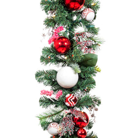 Nordic Red and White Garland (9-Foot) | Christmas World