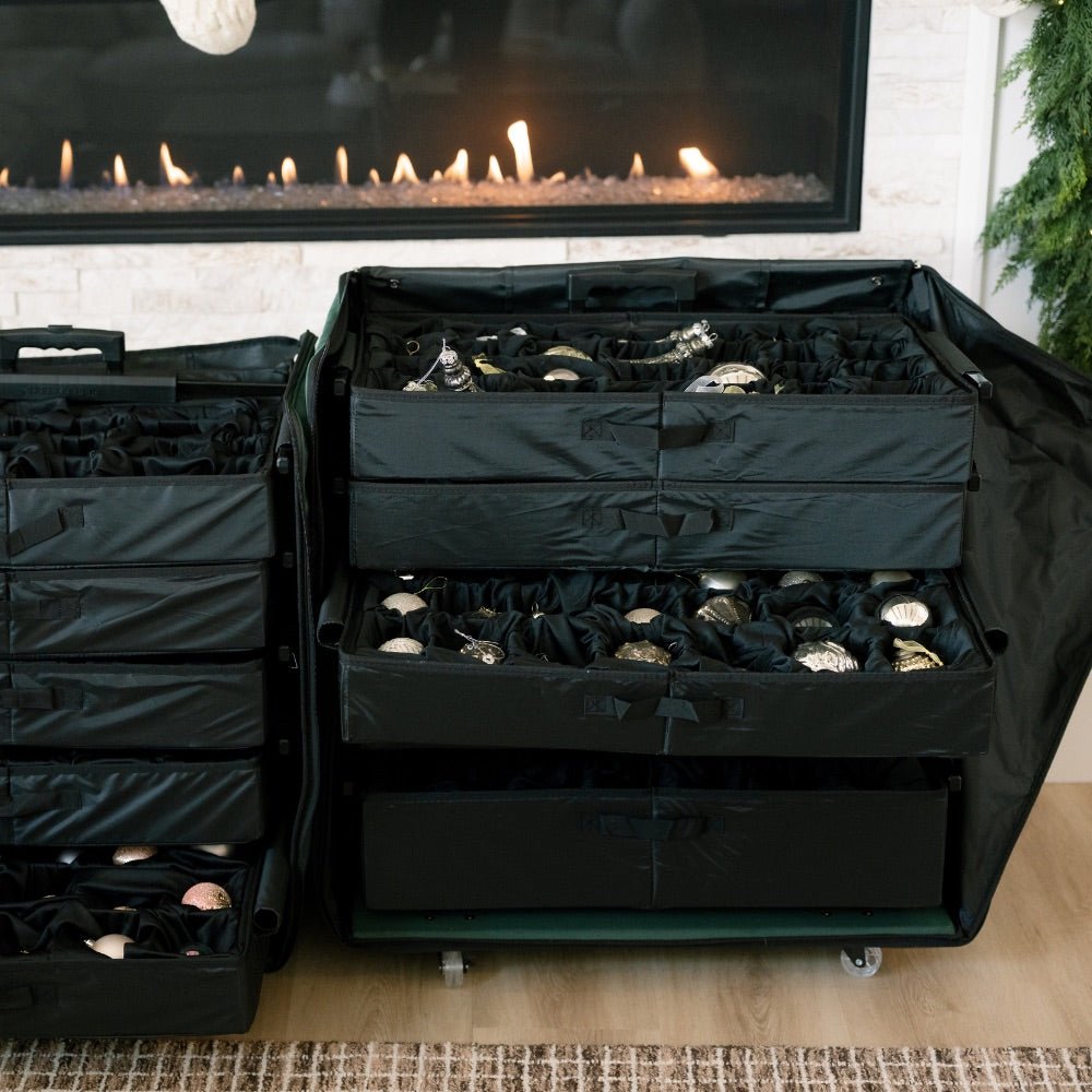 Rolling Telescoping Ornament Storage [Adjustable] - (Holds 120+ Ornaments) - Christmas World