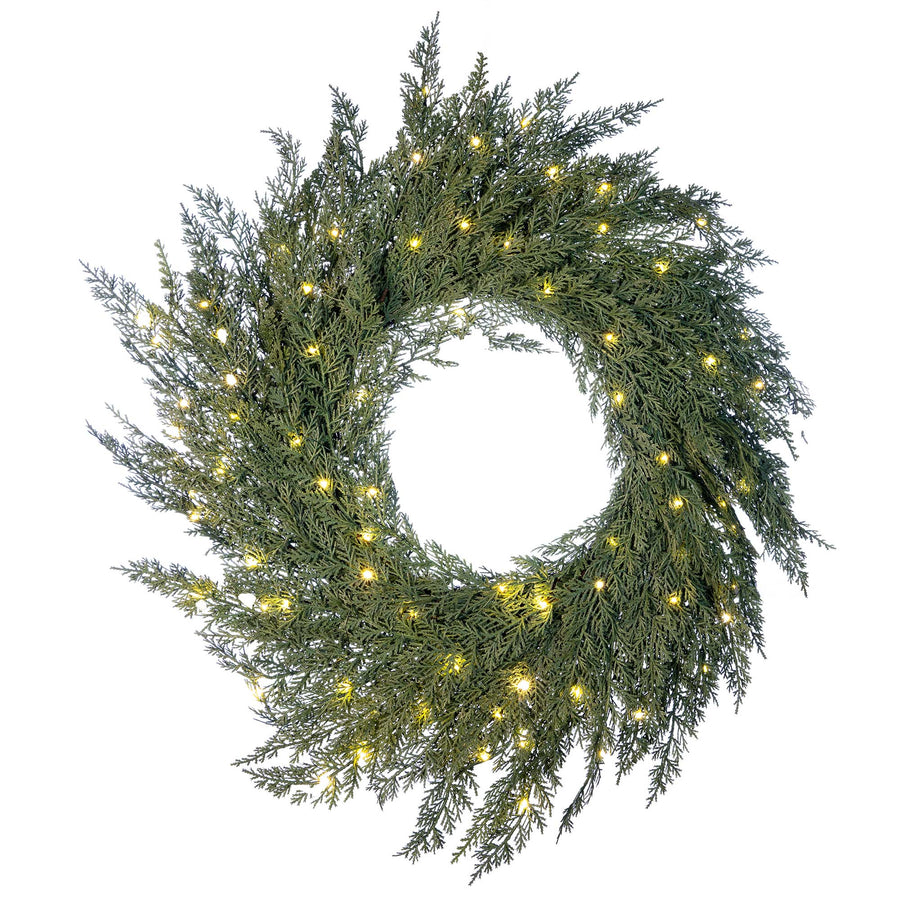 24-inch Cypress Pre-Lit LED Wreath | Christmas World