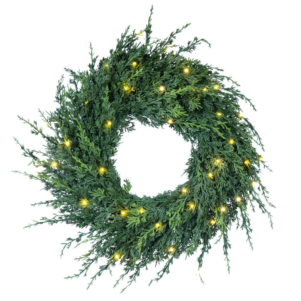 Cedar Pre - Lit LED Wreath - Christmas World