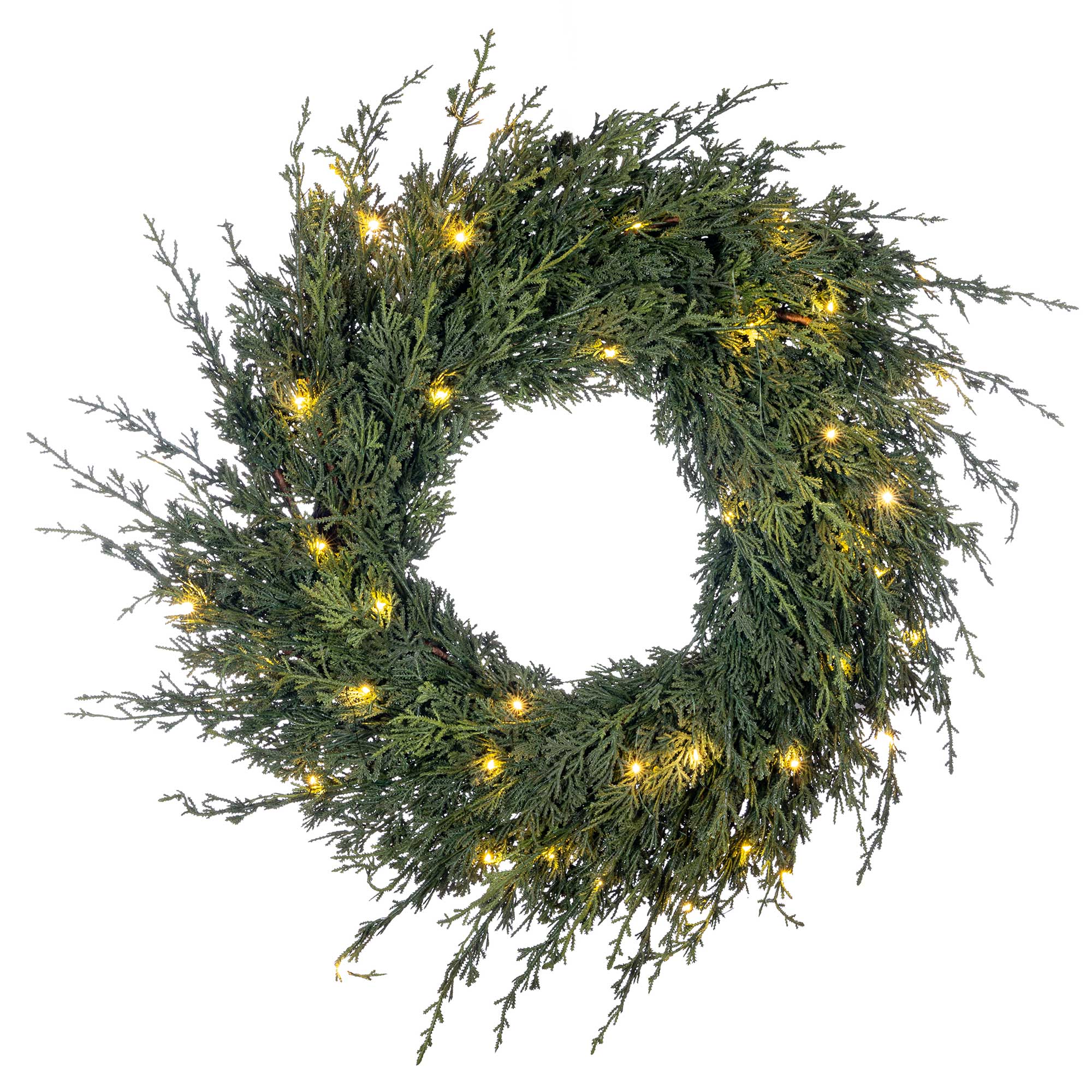 Cedar Pre - Lit LED Wreath - Christmas World