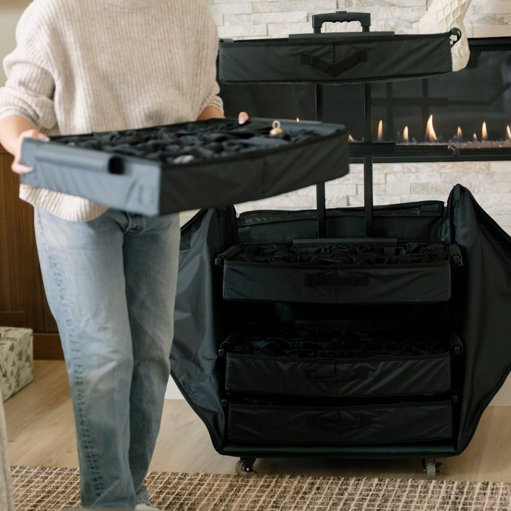 Rolling Telescoping Ornament Storage [Adjustable] - (Holds 120+ Ornaments) - Christmas World