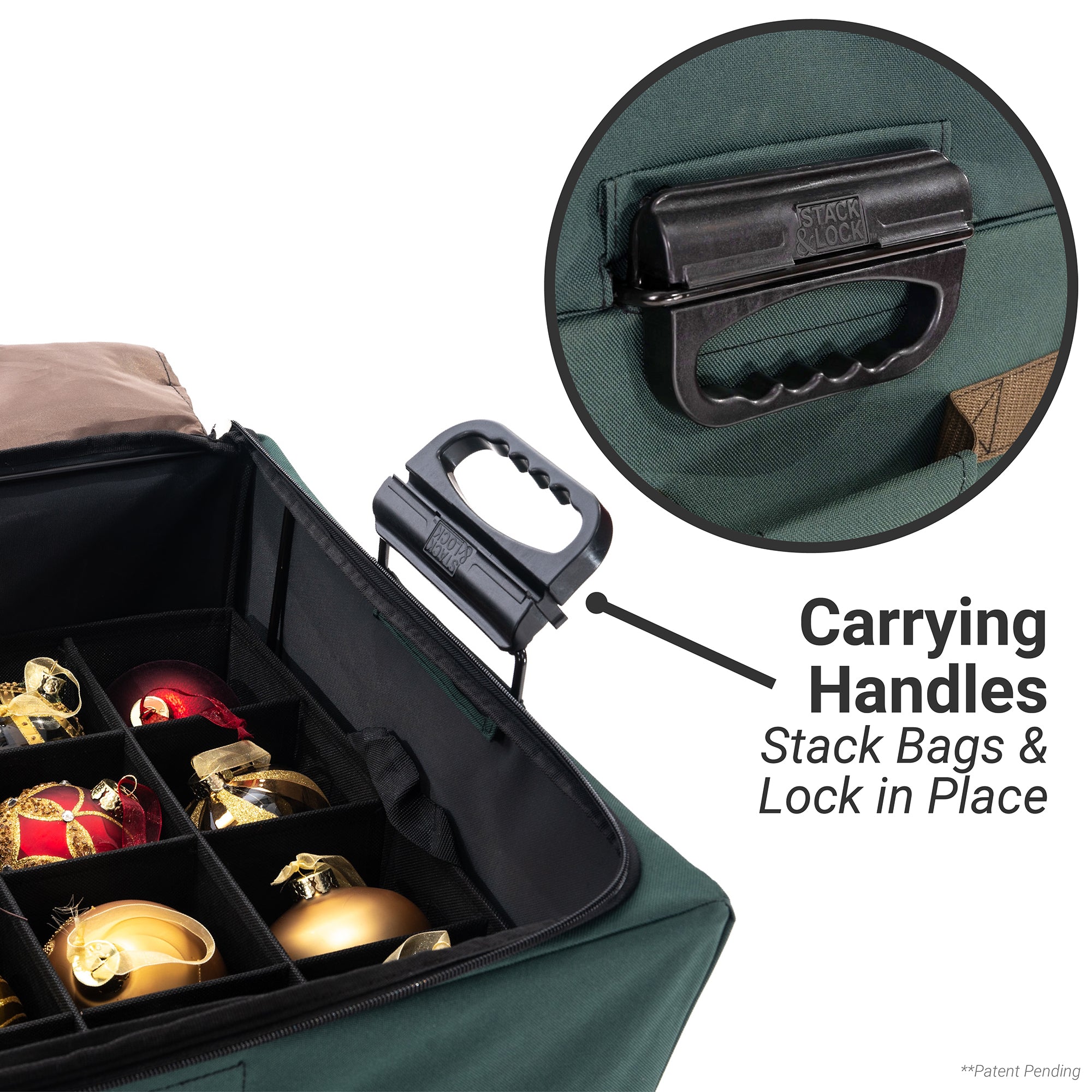 Large Ornament Storage Box with Top Pocket - Christmas World