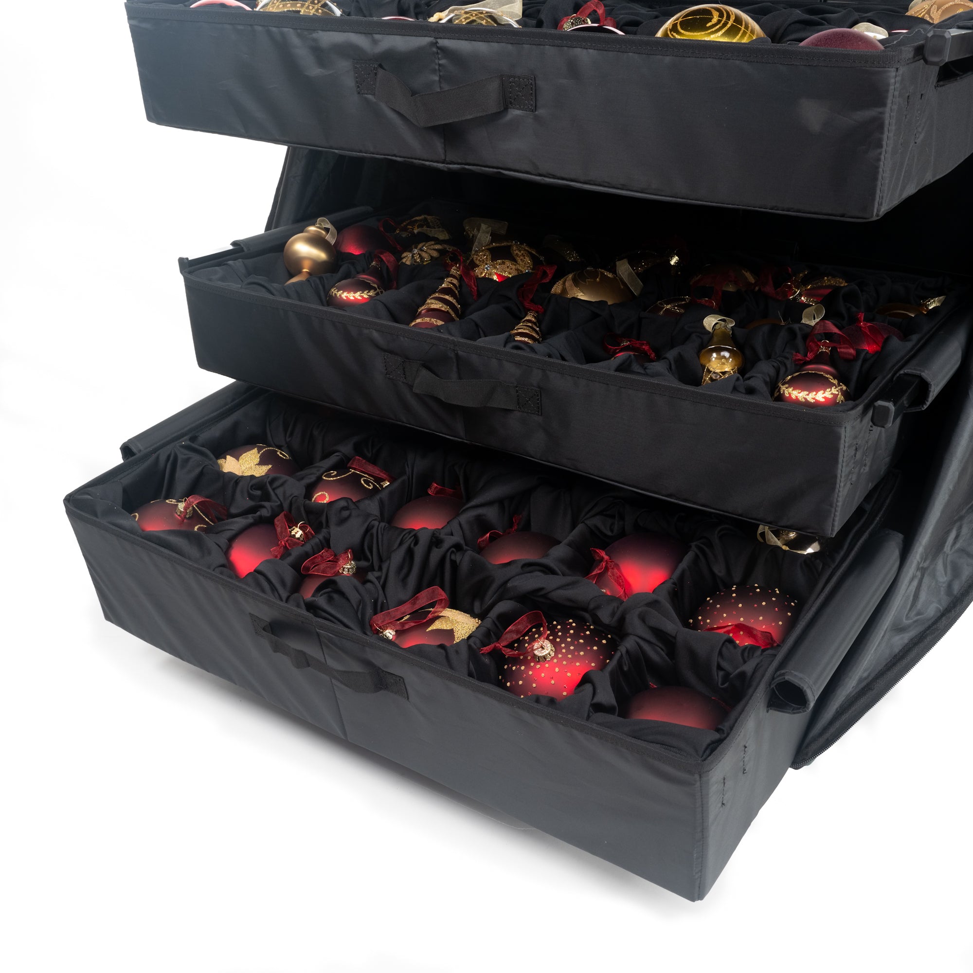 Rolling Telescoping Ornament Storage [Adjustable] - (Holds 120+ Ornaments) - Christmas World