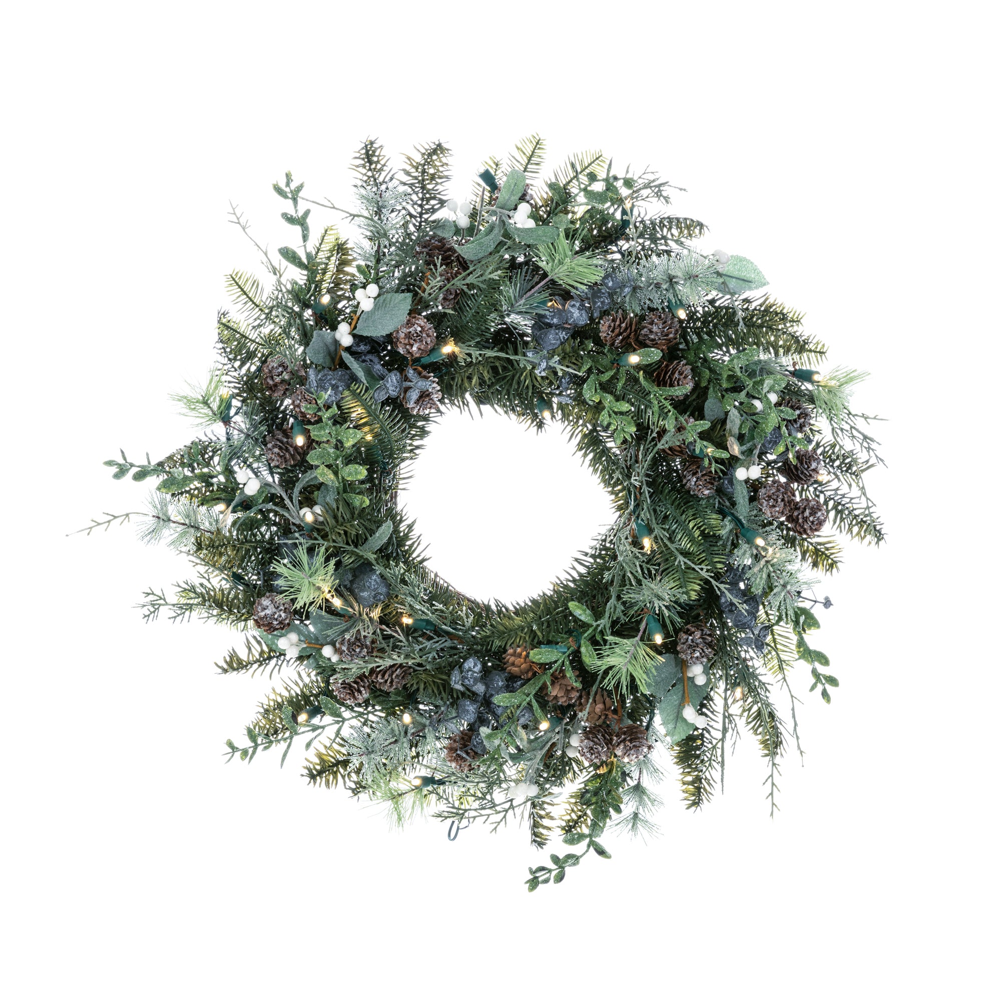 Rustic White Berry LED Wreath - Christmas World