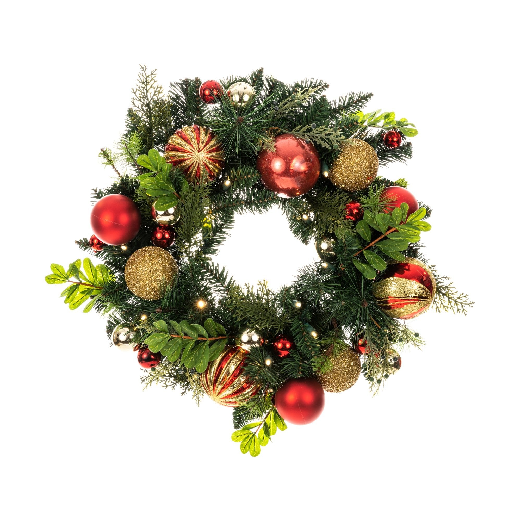 Classic Gold & Red Christmas Wreath - Christmas World
