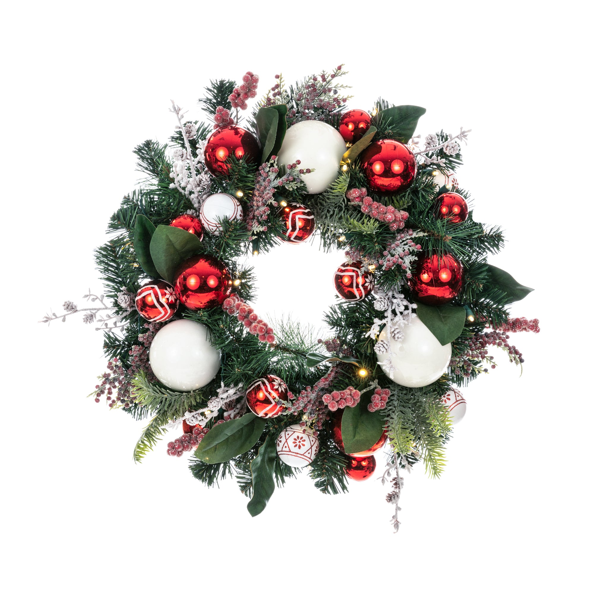 Nordic Red and White Christmas Wreath - Christmas World