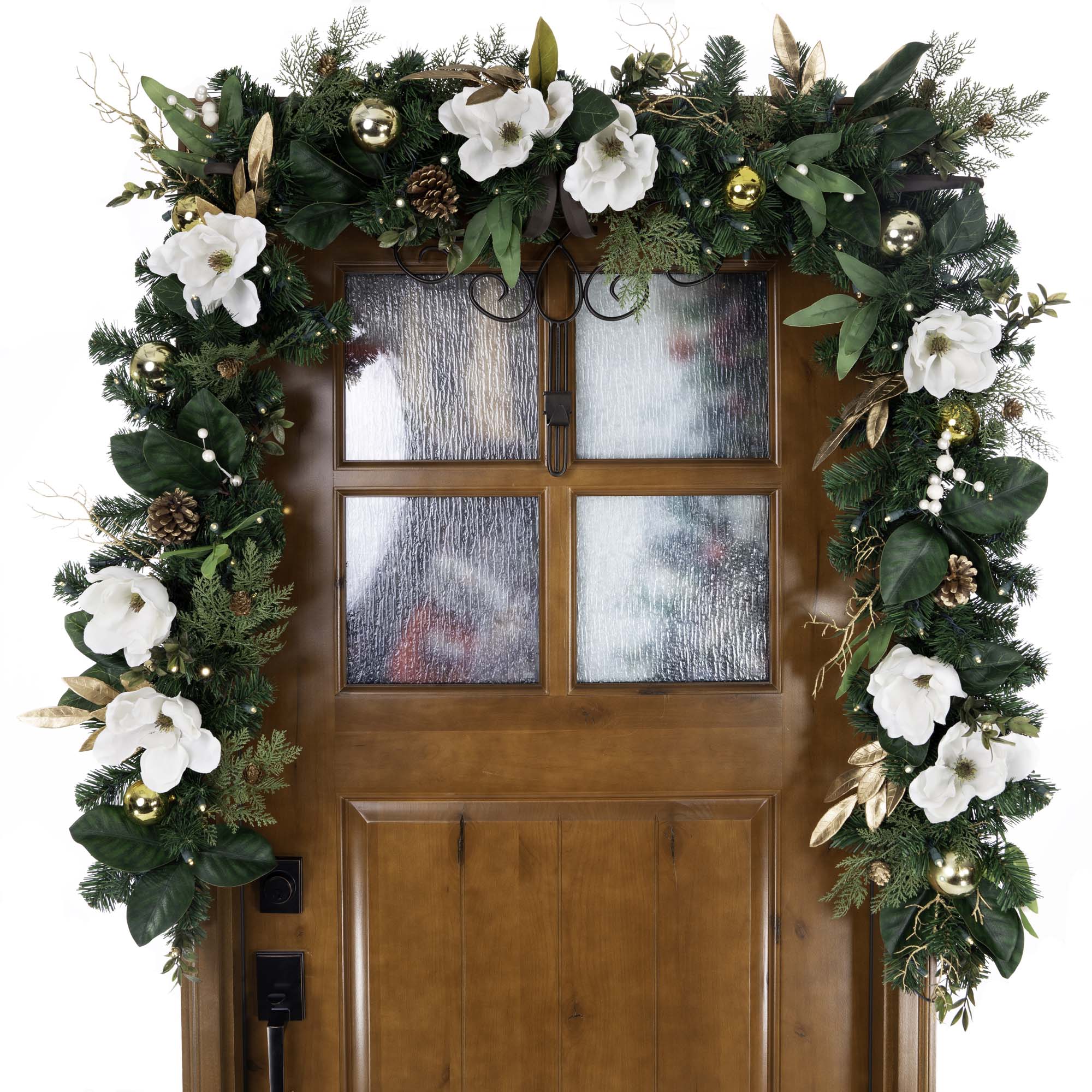 White Gold Magnolia Christmas Garland - Christmas World