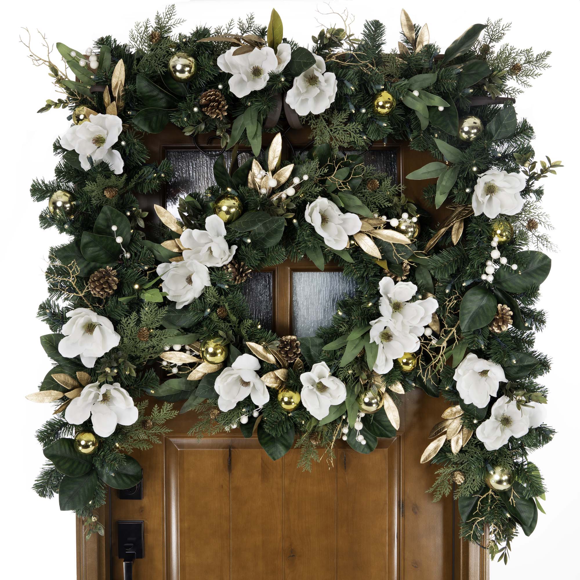 White Gold Magnolia Christmas Garland - Christmas World