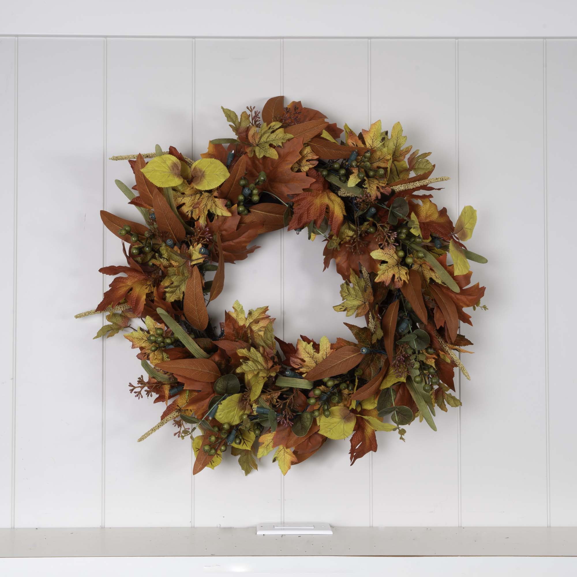 Fall Harvest Leaf Lighted Wreath - Christmas World