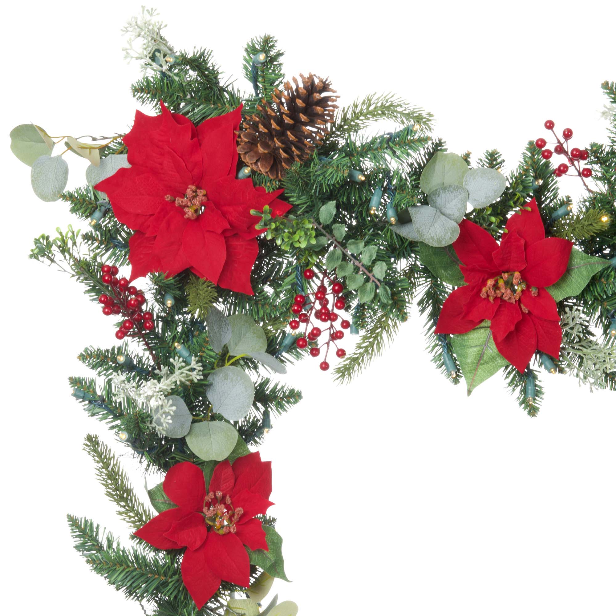 Christmas Poinsettia Christmas Garland - Christmas World