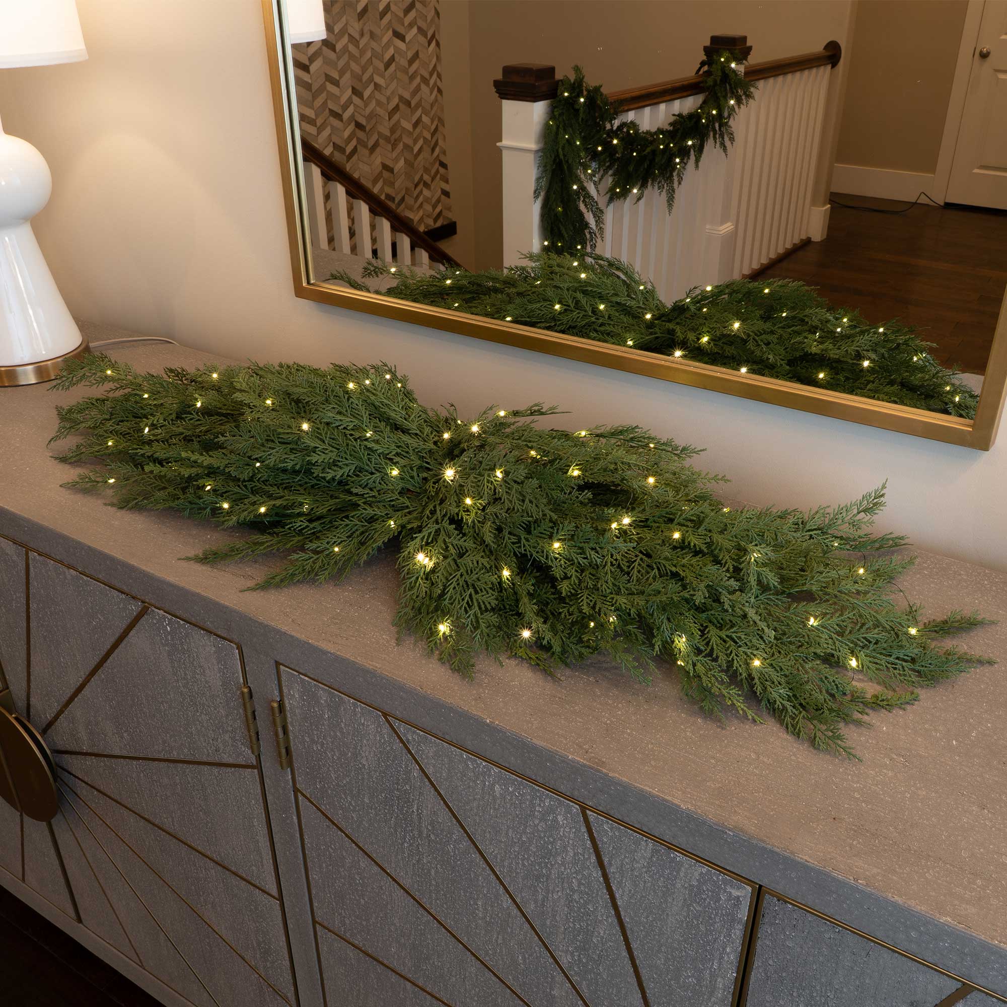 Cypress Pre - Lit Table Top Swag - Christmas World