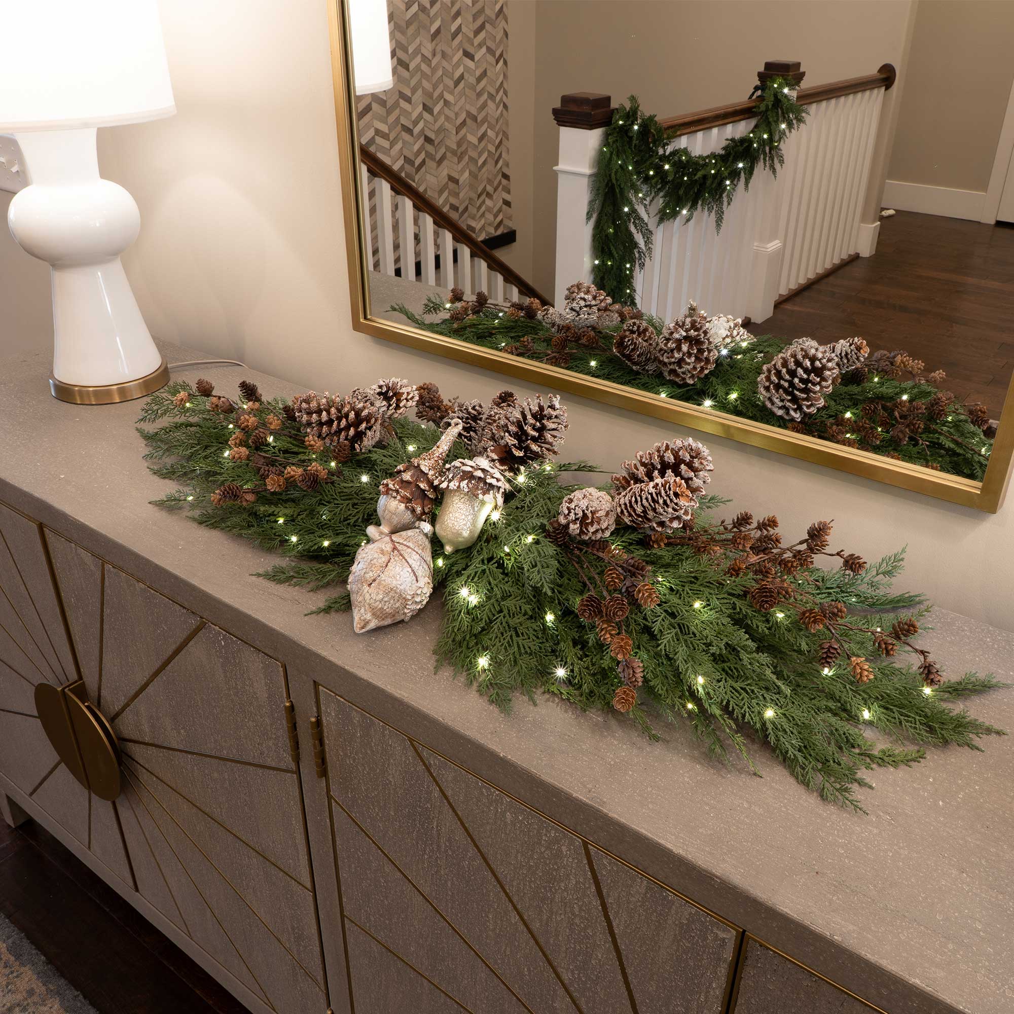 Cypress Pre - Lit Table Top Swag - Christmas World
