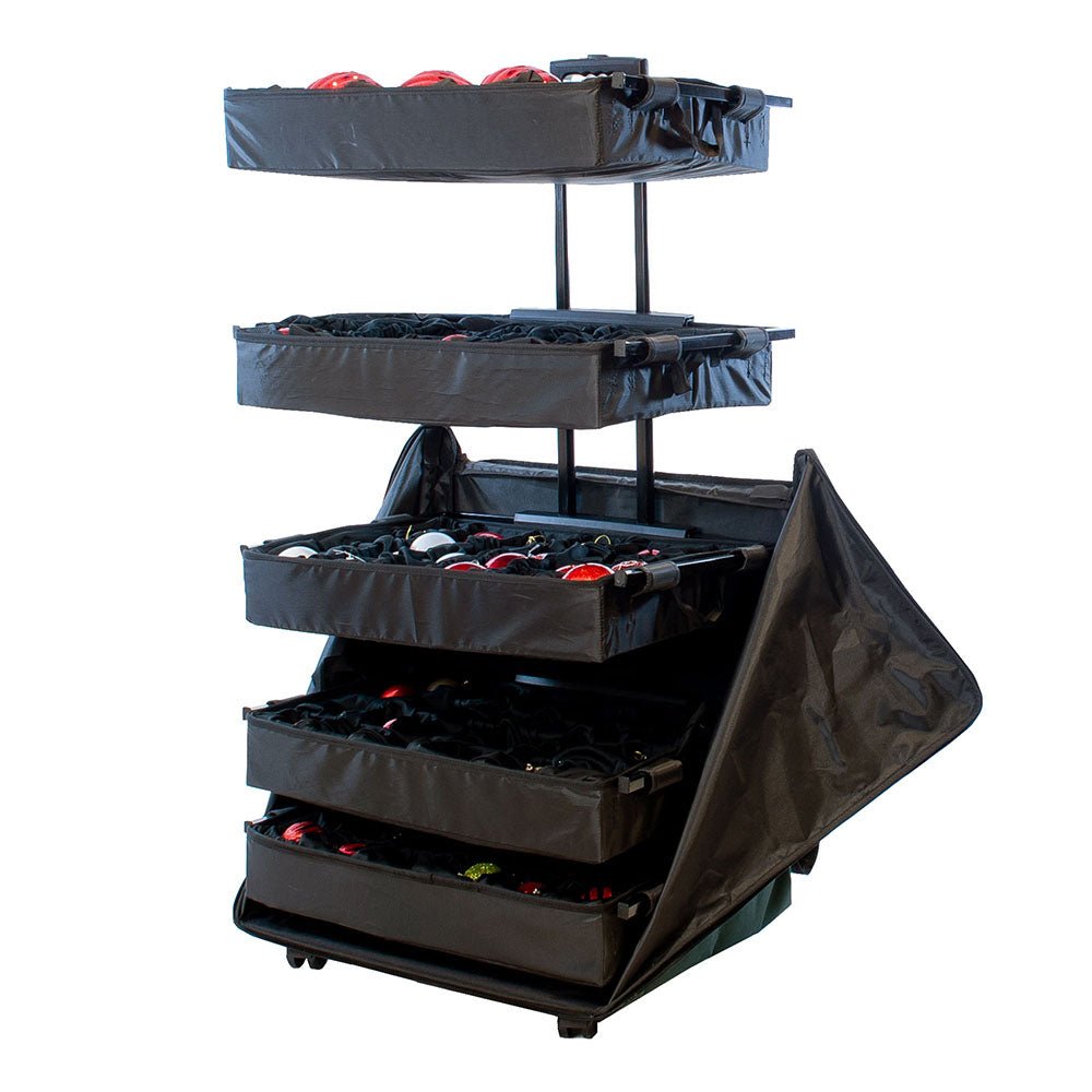 Rolling Telescoping Ornament Storage [Adjustable] - (Holds 120+ Ornaments) - Christmas World