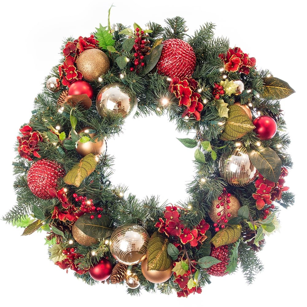 Scarlet Hydrangea Christmas Wreath - Christmas World