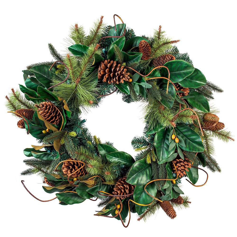 Magnolia Wreath with Pinecones - Christmas World