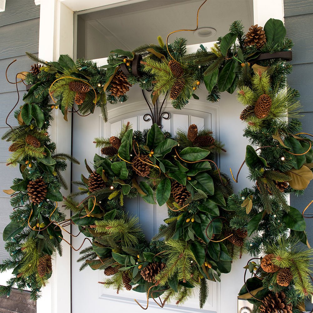 Magnolia Wreath with Pinecones - Christmas World