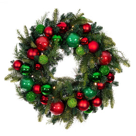 Christmas Cheer Red & Green Wreath - 30 Inch | Christmas World