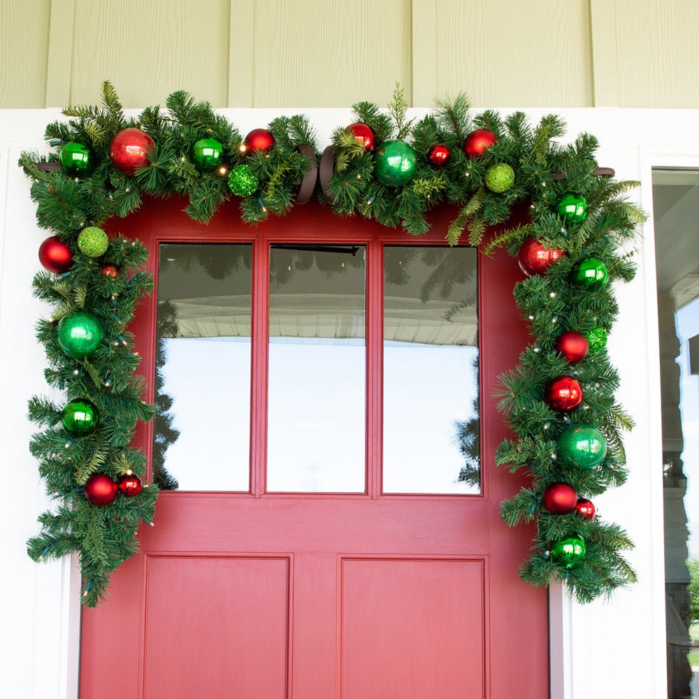Christmas Cheer Red & Green Garland - 9 Foot - Christmas World