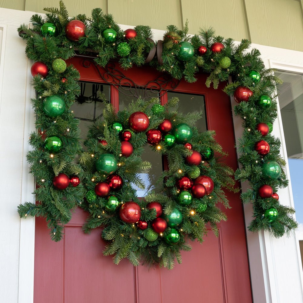 Christmas Cheer Red & Green Garland - 9 Foot - Christmas World