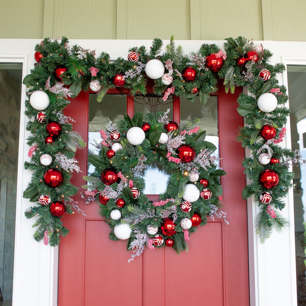 Nordic Red and White Garland (9 - Foot) - Christmas World